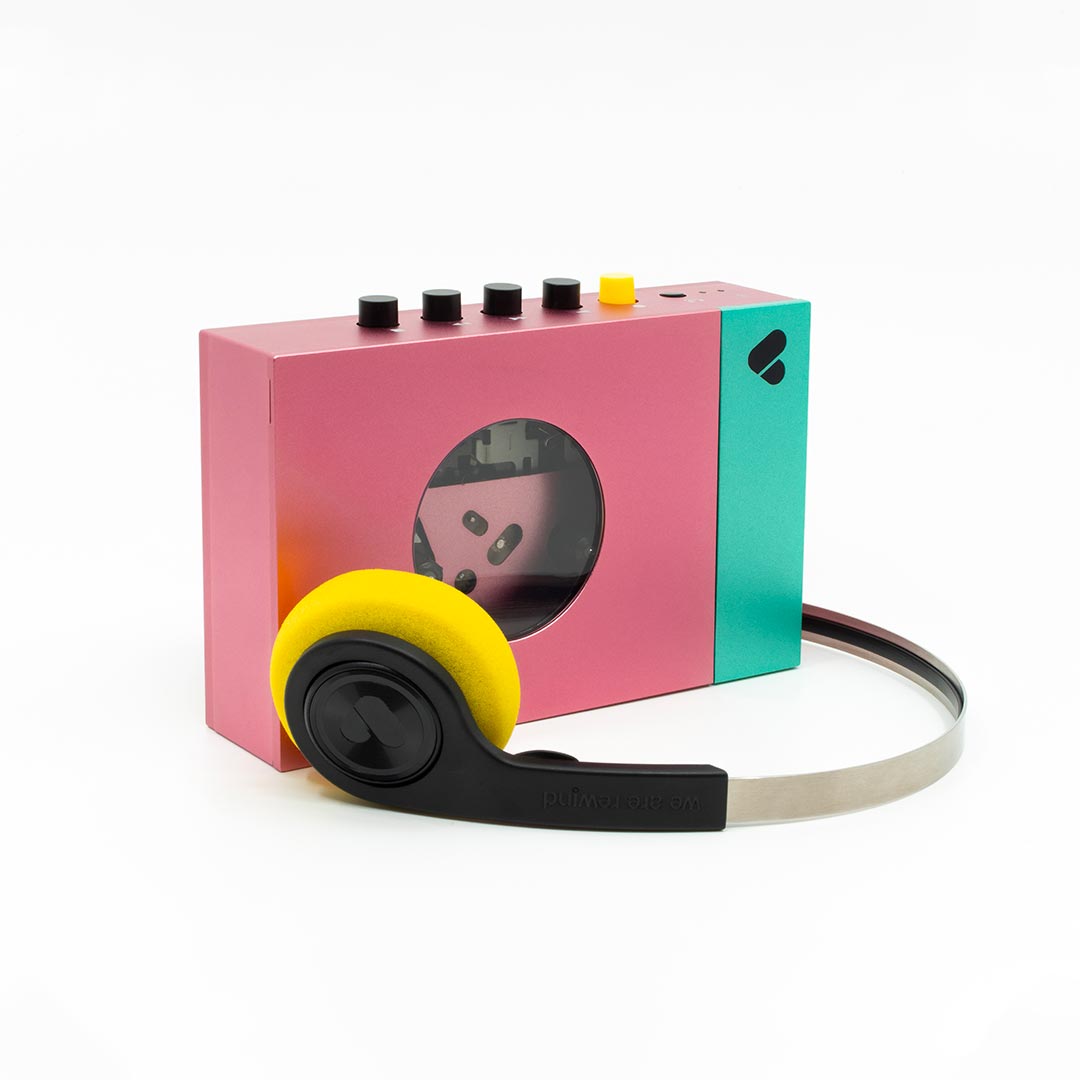Pack Lecteur Cassette rose et vert + Casque audio Bluetooth