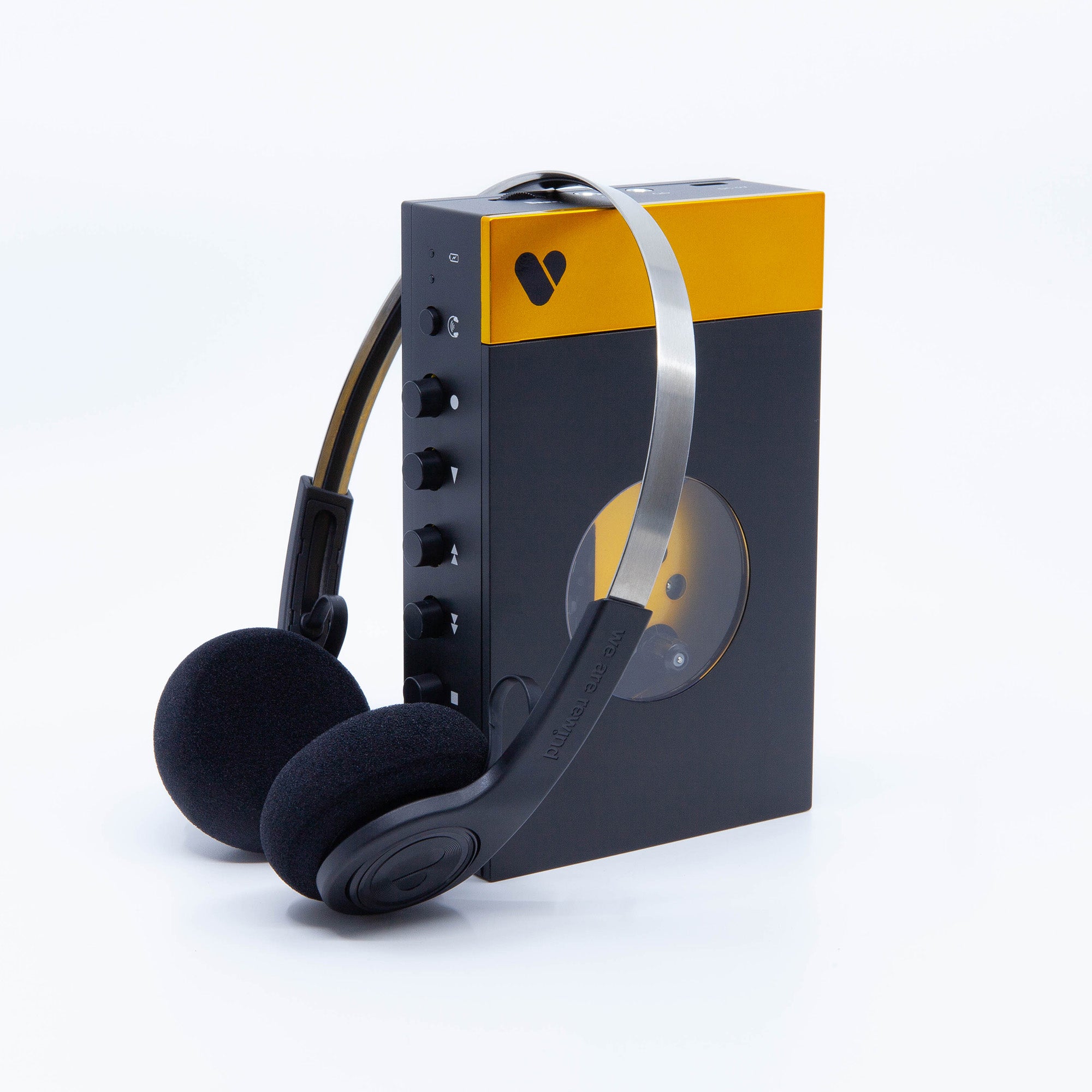 Black & yellow Cassette Player + Wireless Headphone