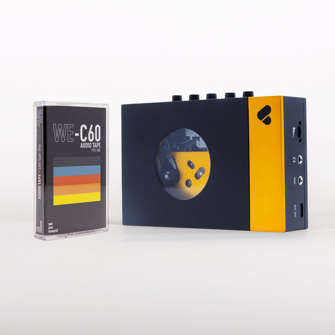 Black & Yellow Cassette Player + Blank Tape
