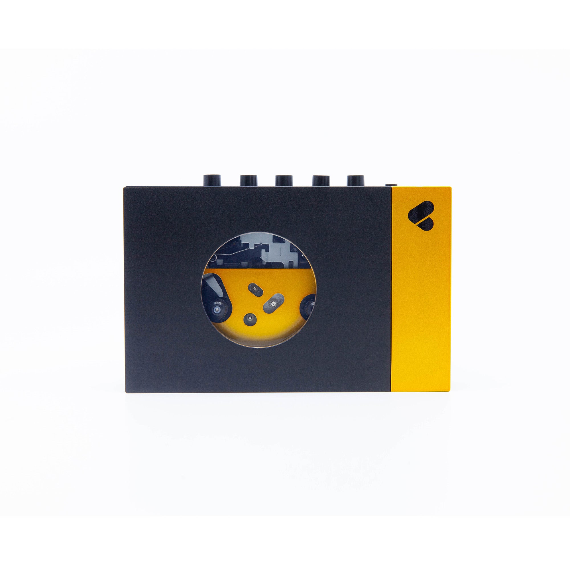 Reproductor de casetes negro y amarillo • Amy