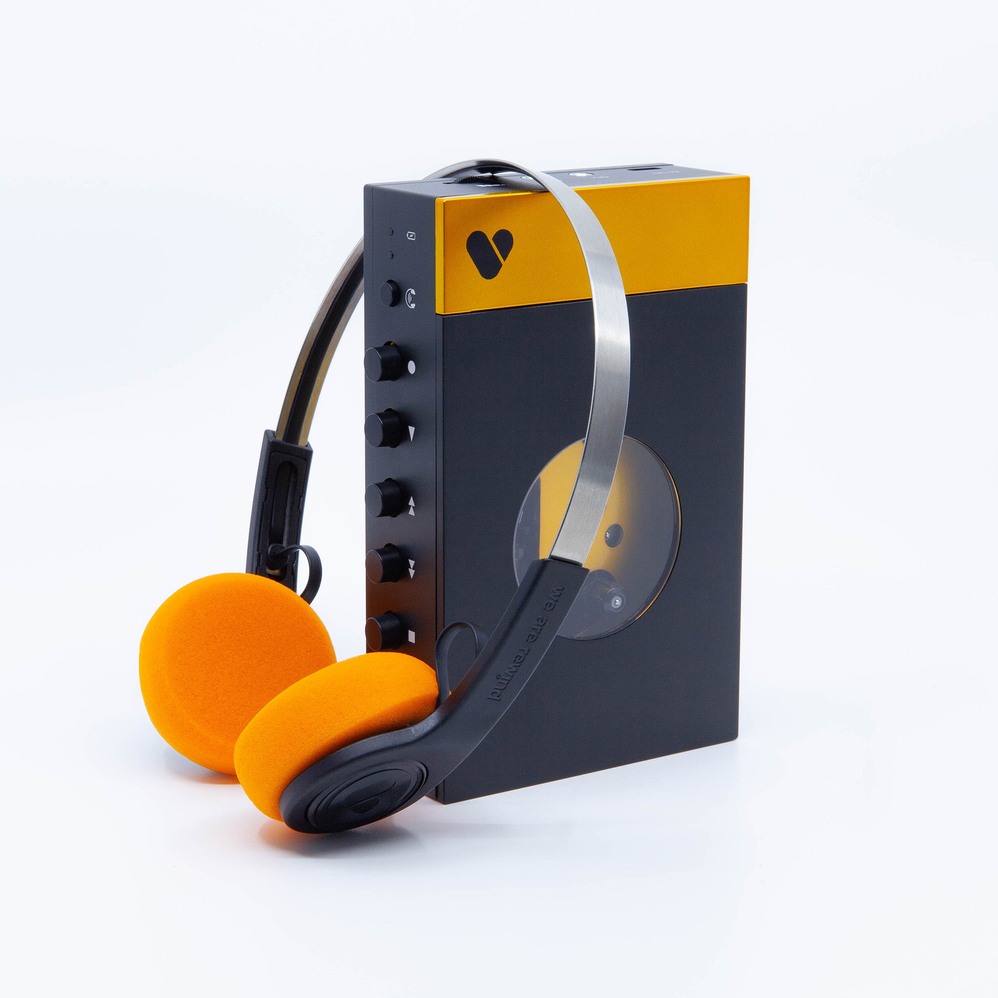 Black & yellow Cassette Player + Wireless Headphone