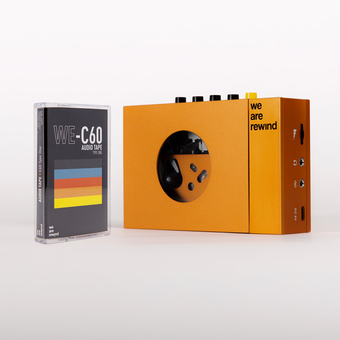 Orange Cassette Player + Blank tape 