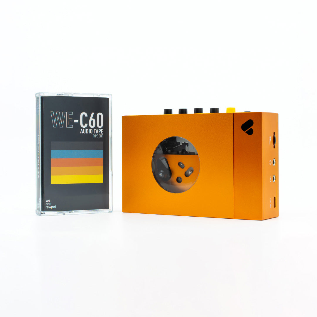 Pack Reproductor de Cassette Naranja + Cassette Vírgenes