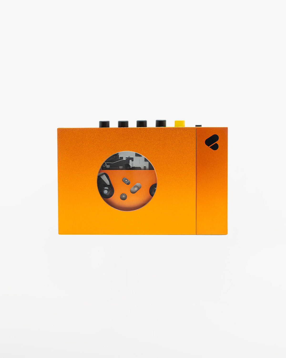 Orangefarbener Kassettenspieler + Drahtloser Kopfhörer 